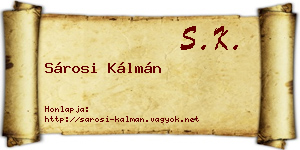 Sárosi Kálmán névjegykártya